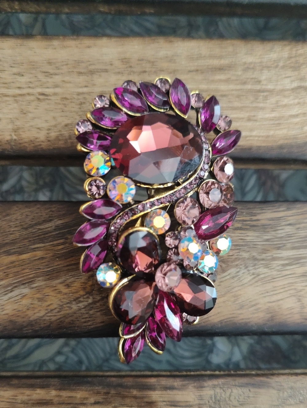 Elegant Purple Crystal Statement Brooch